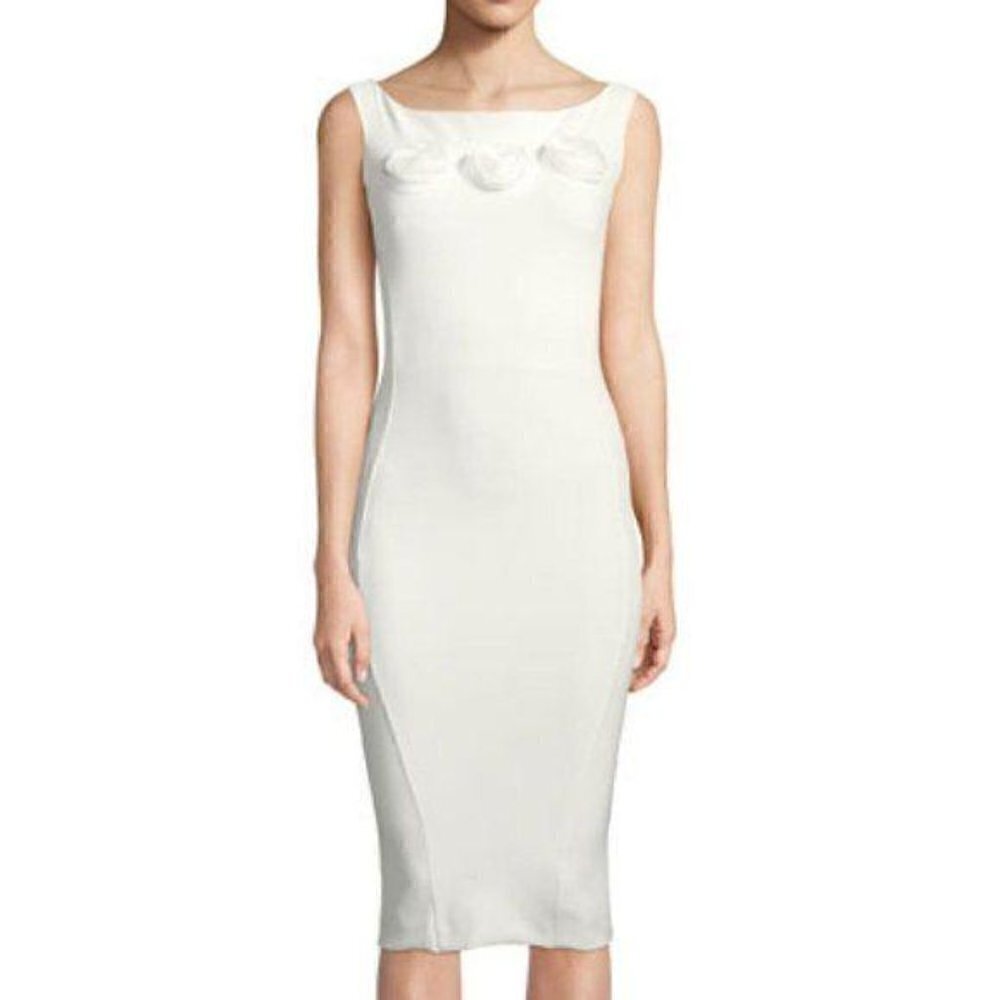 CHIARA BONI LA PETITE‎ ROBE Sissel 3D Rose Bateau neck dress, size 40IT S NWT